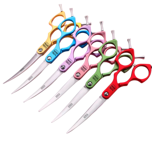 Професійні вигнуті ножиці V.D. Family 6.5″ (різнокольорові, в асортименті) для стрижки собак