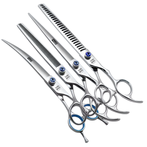 Професійний набір ножиць V.D. Family Blue Stone 7.5″ (4 шт) для стрижки собак