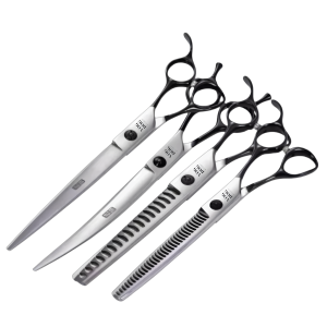 Професійний набір ножиць V.D. Family 7.5 дюймів з чорними кільцями для грумінгу тварин